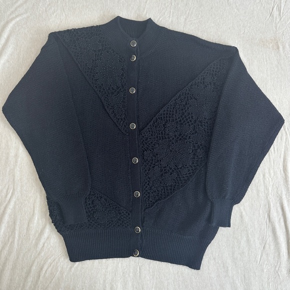 Women's Vintage Black Cardigan - Picture 2 of 7